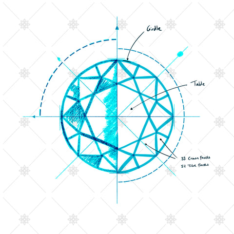 Top view diamond sketch illustration - SK1027