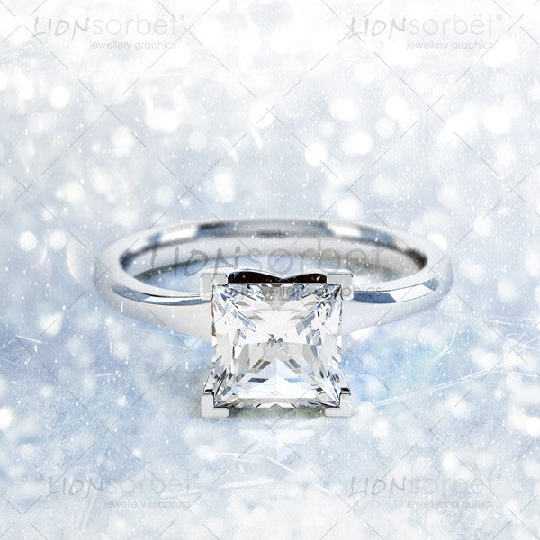 Square Solitaire Diamond Ring JEWELLERY GRAPHICS