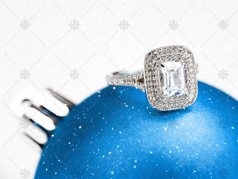 Emerald Diamond Ring on Blue Bauble - WC1021