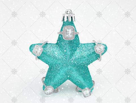 Green Christmas Star Diamond Rings - WC1026