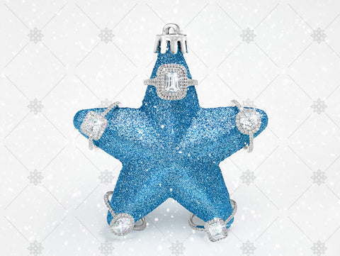 Blue Christmas Star Diamond Rings - WC1027