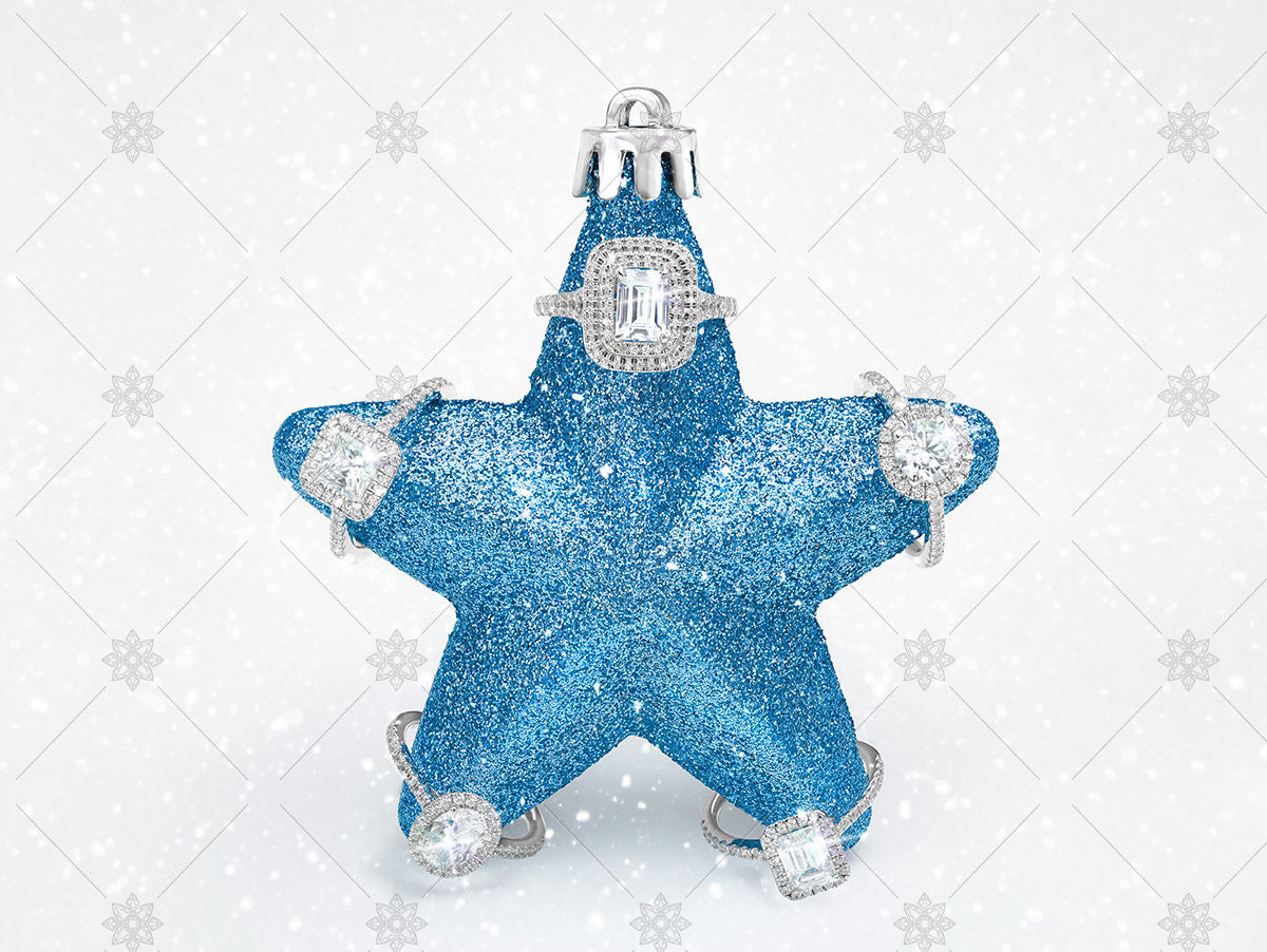 Blue Christmas Star Diamond Rings - WC1027