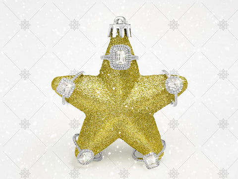 Lemon Yellow Christmas Star Diamond Rings - WC1029