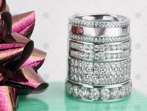 Diamond Ring Christmas Stack with ribbon - WC1033