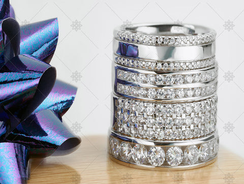 Diamond Ring Christmas Stack with ribbon   - WC1034