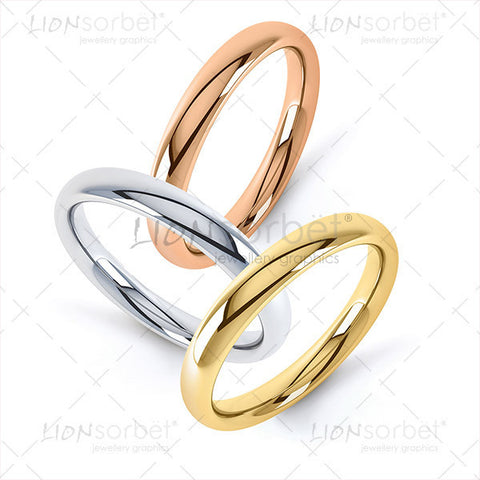 Colour wedding ring image pack Yellow, White and Rose Gold