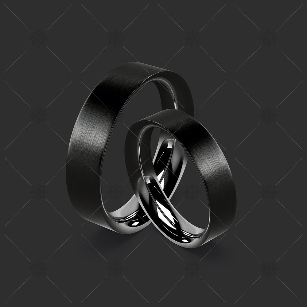 Black Zirconium Wedding Rings on Grey - WP045