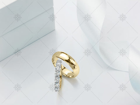 Yellow Gold Wedding Rings Set - MJ1023