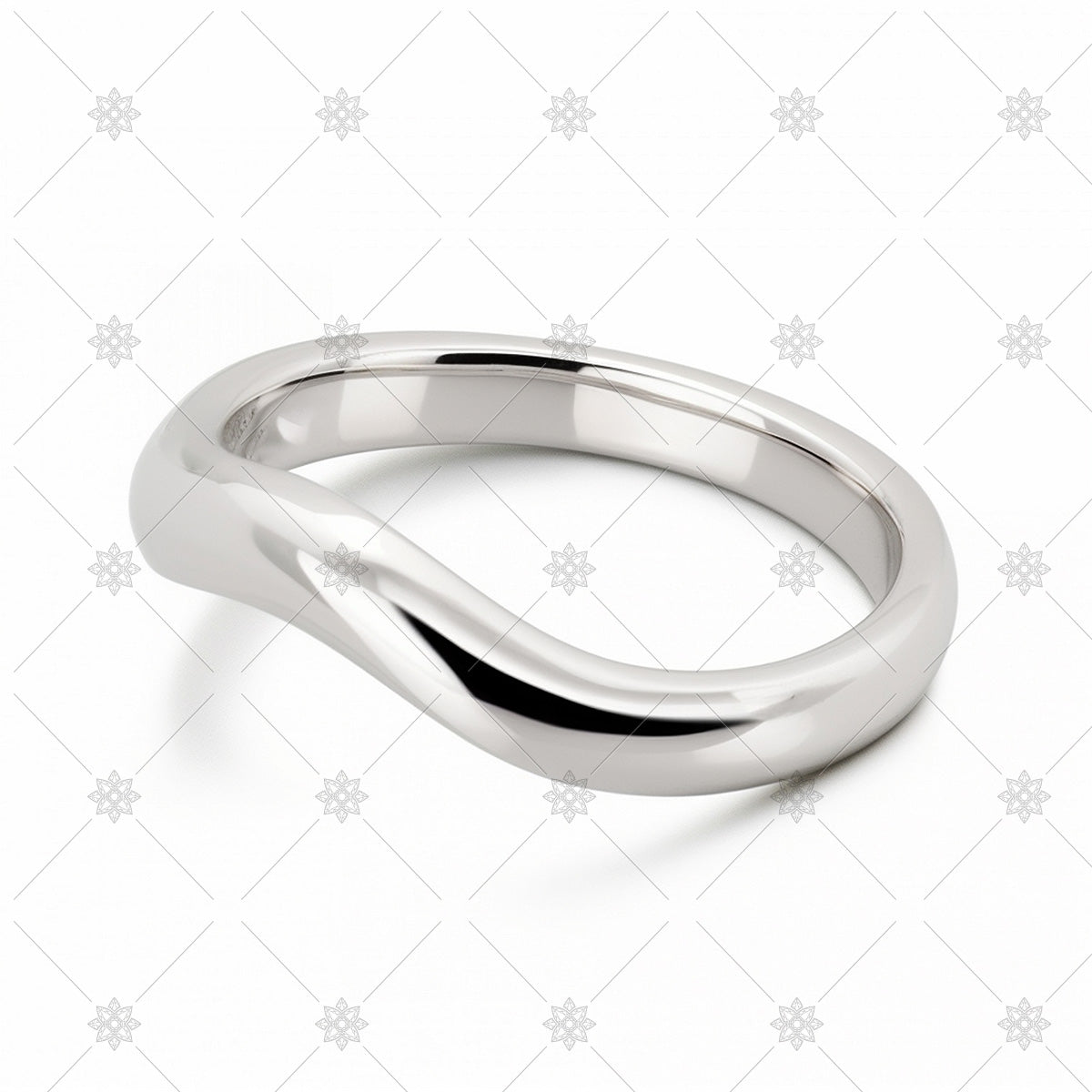 Shaped Wedding Ring Plain white Gold - A21001