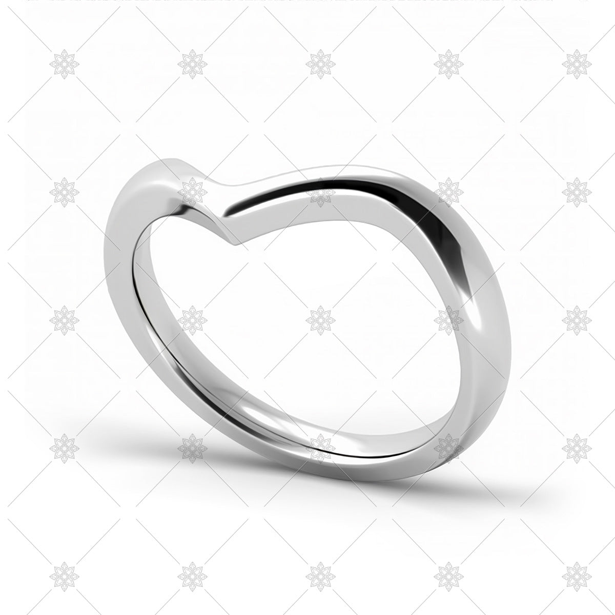 V Shaped Wedding Ring Plain white Gold - A21004