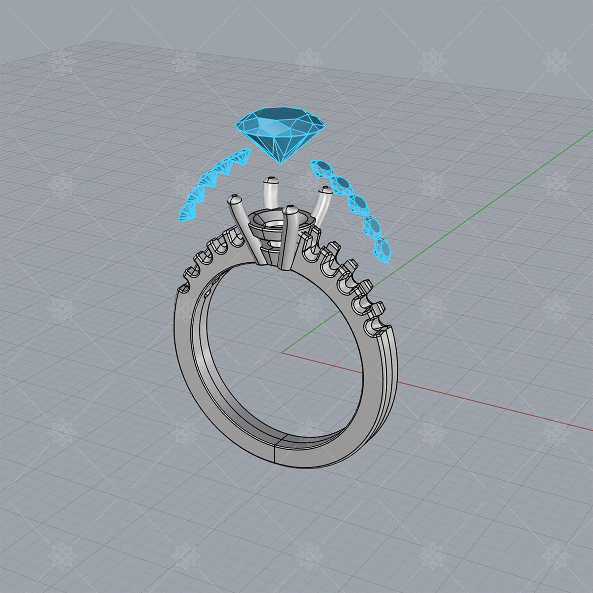 Diamond Ring 3D CAD Exploded View - A31005 – JEWELLERY GRAPHICS