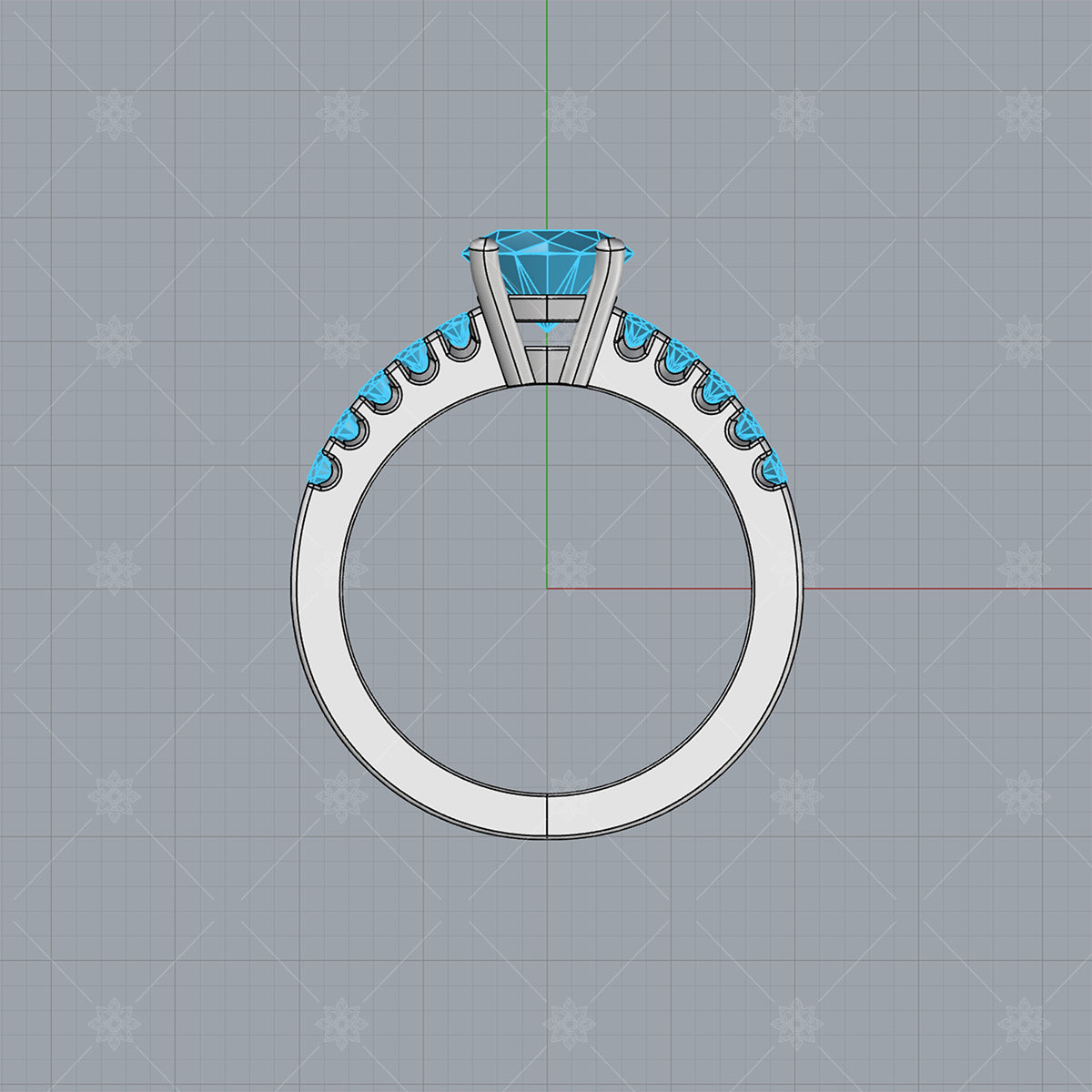 Diamond Ring 3D CAD Side View - A31007 – JEWELLERY GRAPHICS