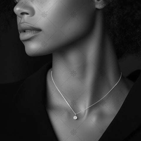 Woman Wearing Diamond Pendant - LJ1025