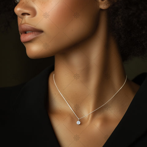 Woman Wearing Diamond Pendant - LJ1026