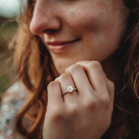 Red Haired Woman Wearing Diamond Ring - LJ1027
