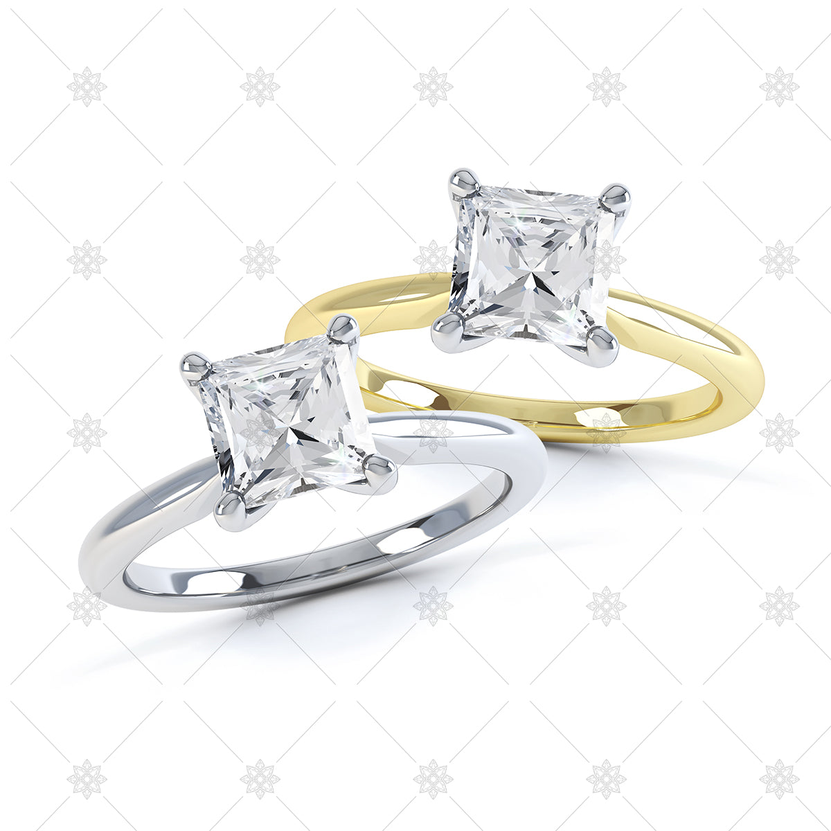 Square 4 Claw Ring Set - 3002