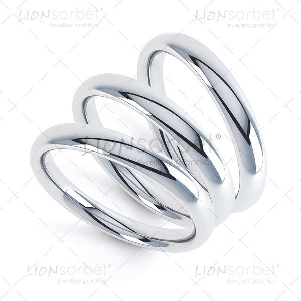 3 Wedding Rings in White Gold