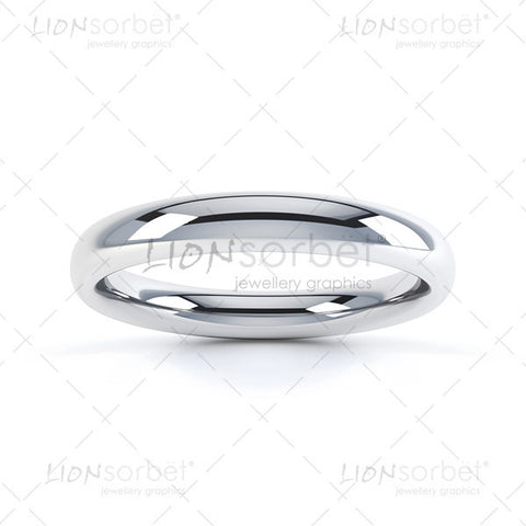 Top View of a 3mm Court shaped wedding ring image for web use