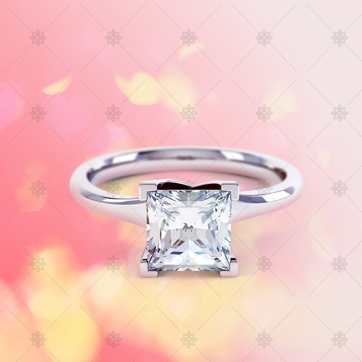 4 Claw Square Diamond Ring - 4CSPM002