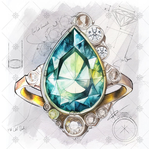 Watercolour Pear Diamond Ring - AI1055