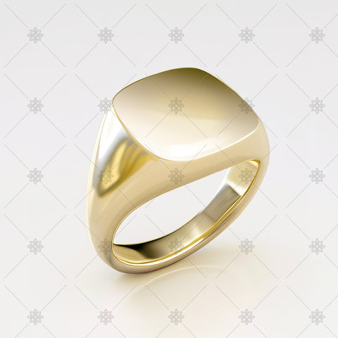 Gold Cushion Signet Ring - AI1065