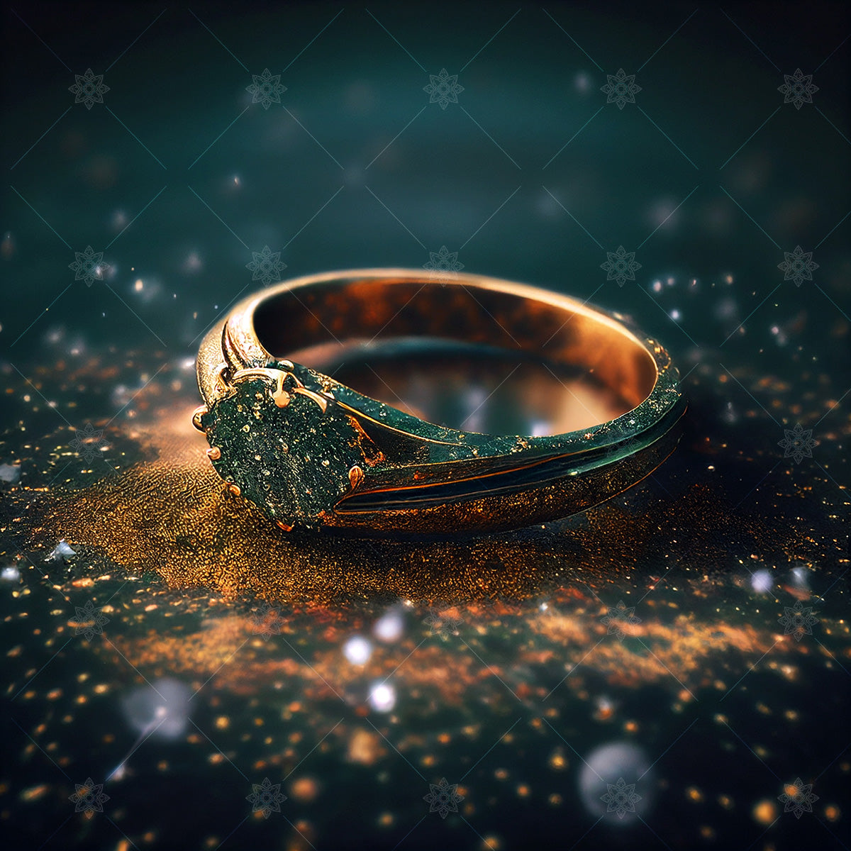 Rough Emerald Gold Concept Ring  - CCJ1002