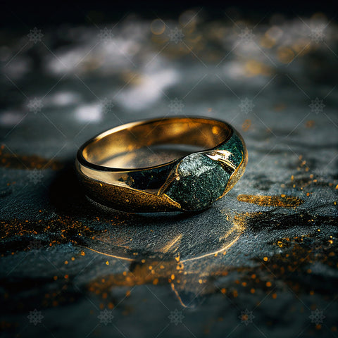 Rough Emerald Gold Concept Ring  - CCJ1003