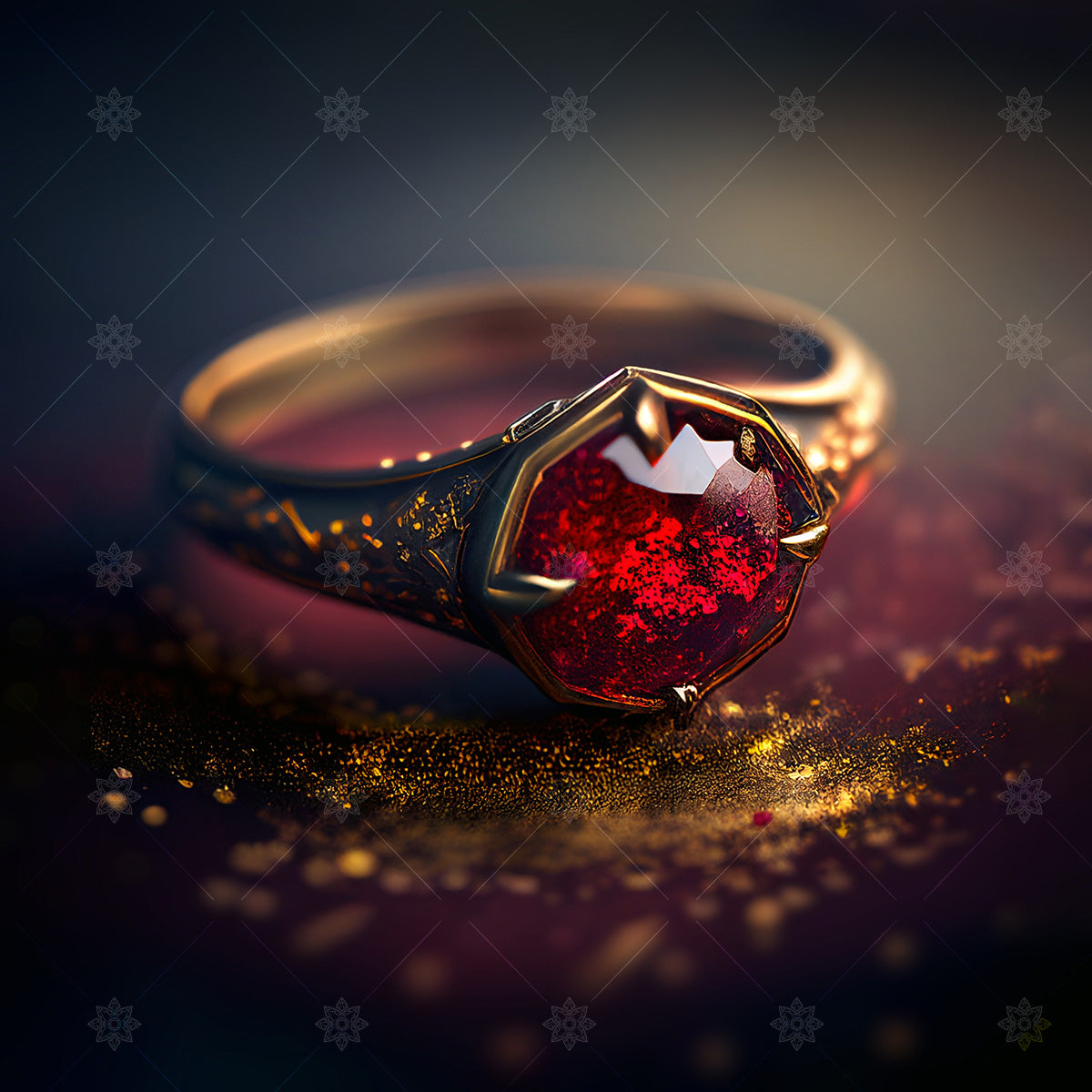 Blood Red Ruby Concept Ring  - CCJ1005