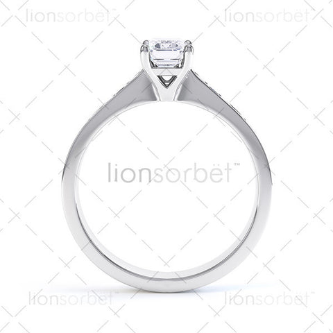 Emerald Diamond Ring with Set Shoulders - E1004