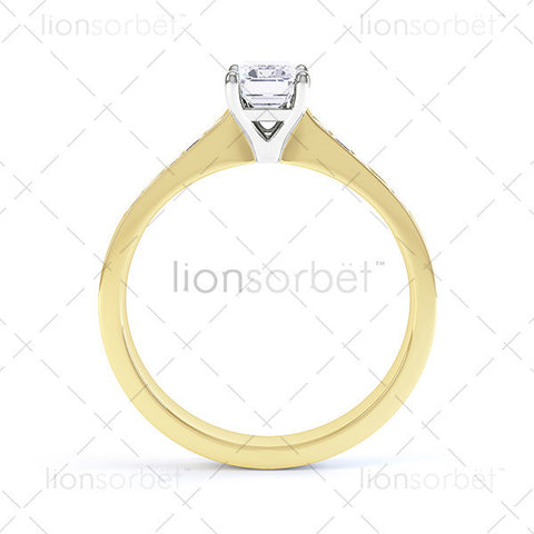 Emerald Diamond Ring with Set Shoulders - E1004