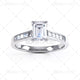 Emerald Diamond Ring with Set Shoulders - E1004