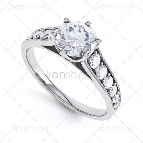 Round with Diamond Set Shoulders - E1006