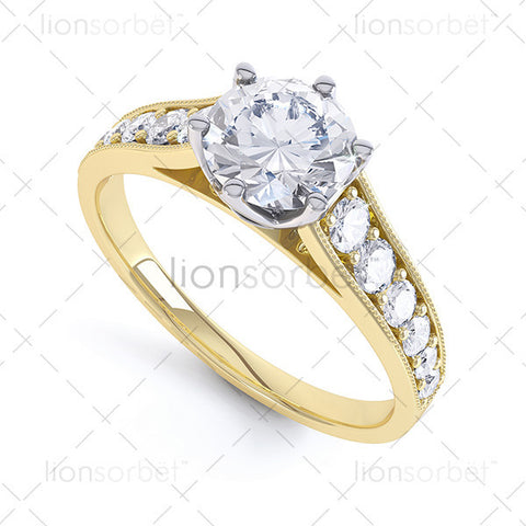 Round with Diamond Set Shoulders - E1006