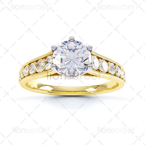 Round with Diamond Set Shoulders - E1006