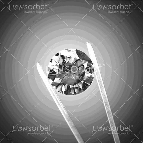 Diamond with tweezers illustration - grey