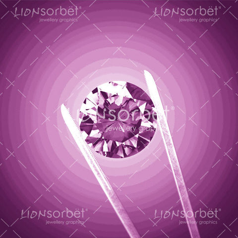 Diamond with tweezers illustration - pink