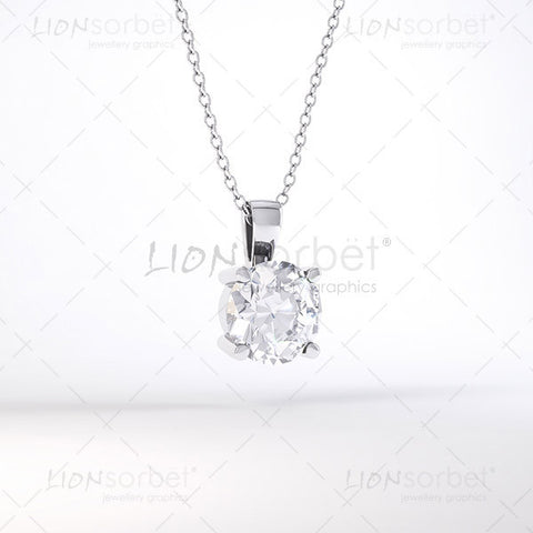 Perspective View of a white gold diamond pendant image on a studio background