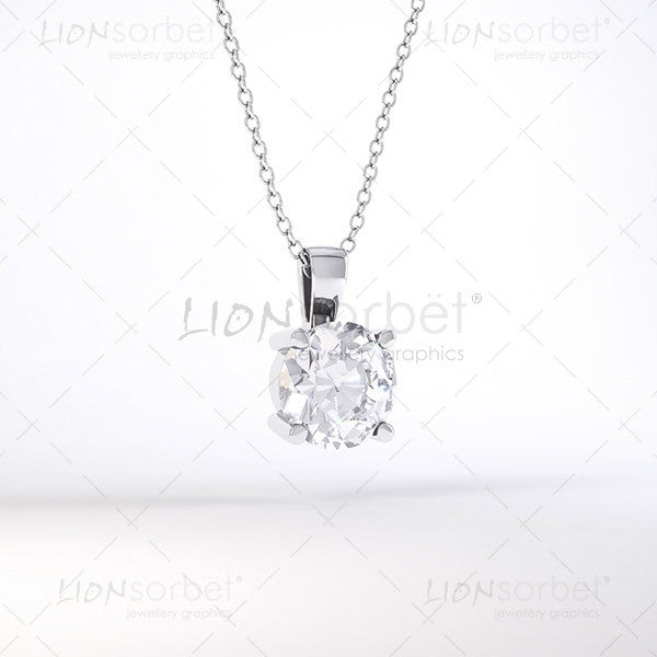 Perspective View of a white gold diamond pendant image on a studio background