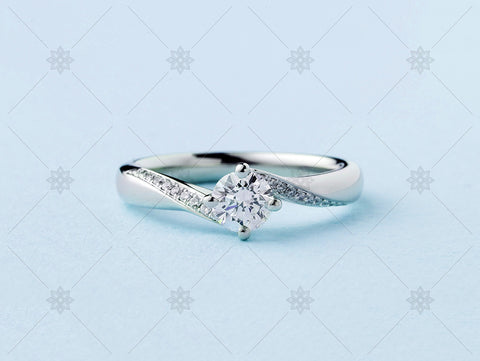 Blue Diamond Set Shoulder Ring - MJ1033a