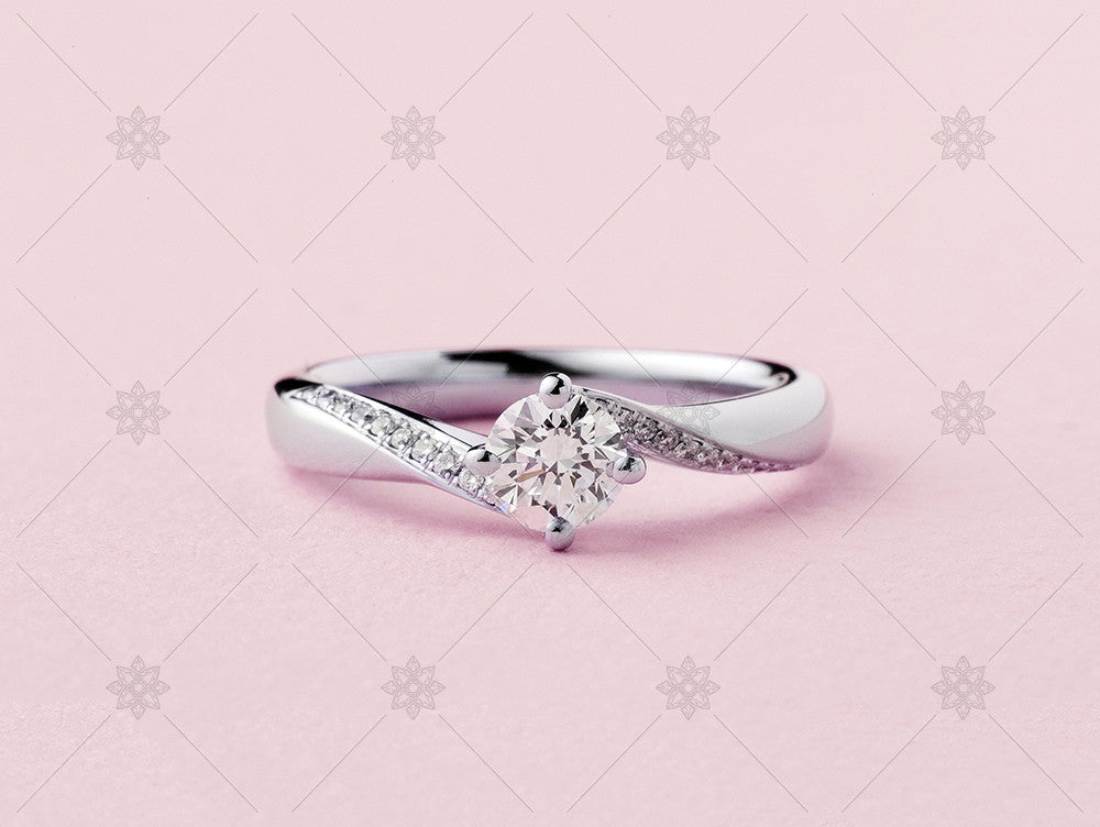 Pink Diamond Set Shoulder Ring - MJ1033b