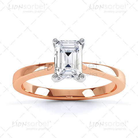 Emerald 4 Claw Diamond Ring Image Pack - 3003_4C