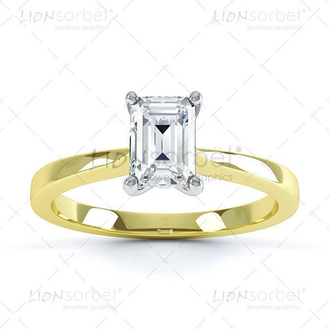 Emerald 4 Claw Diamond Ring Image Pack - 3003_4C