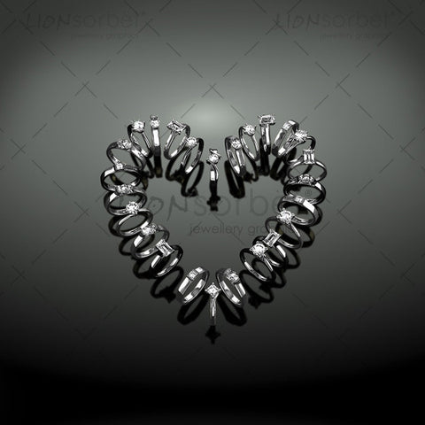 Engagement Heart - Valentines rings with diamonds