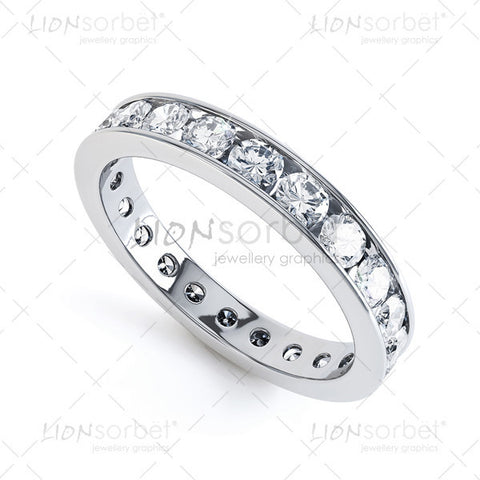 Diamond Eternity wedding ring, channel set diamonds