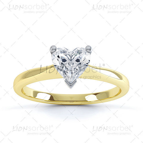 Heart 3 Claw Diamond Ring Image Pack - 3007
