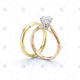 Yellow Gold Wedding Ring and Rose Gold Engagement Ring Set - JG4006