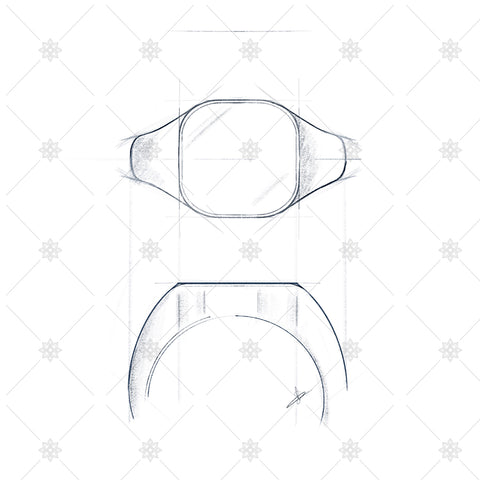 Cushion Signet Ring Sketch- JG4027