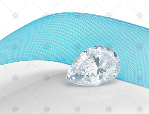 Pear cut diamond with blue ribbon - JG4036
