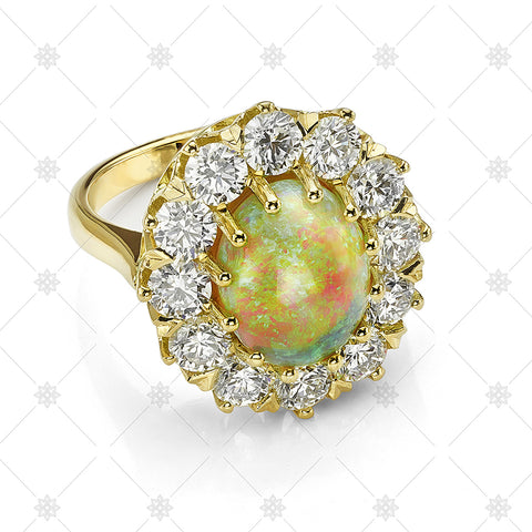 Gold Opal & Diamond Ring - JG4070