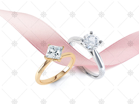 Diamond rings with pink ribbon - JG4077